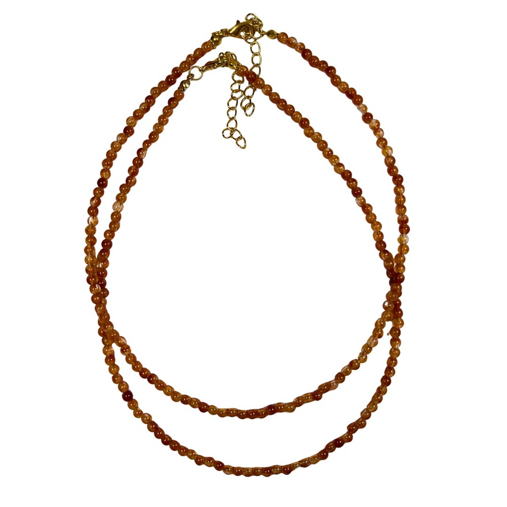Handmade Tiger's Eye Round Beaded Necklace Choker Collar Boho Beach 15"+3"